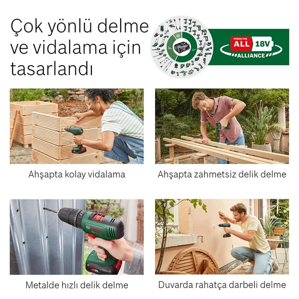 Bosch EasyImpact 18V-40 Akülü Darbeli Vidalama (Tek Akü, 2,0 Ah) - 06039D8107 - 4