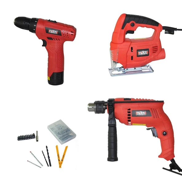 Attlas Trıo Set (Matkap + Dekupaj + 12v Li-on Vidalama - A0602025 - 2