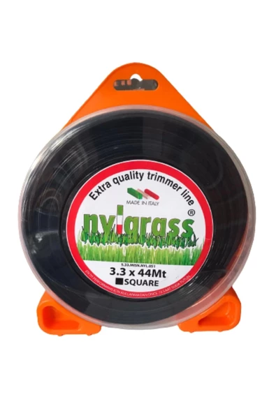 NYLGRASS Siyah 4 Köşe Tırpan Misinası Misinesi 3.3mm 44 Metre (Yüksek Kaliteli) - 2