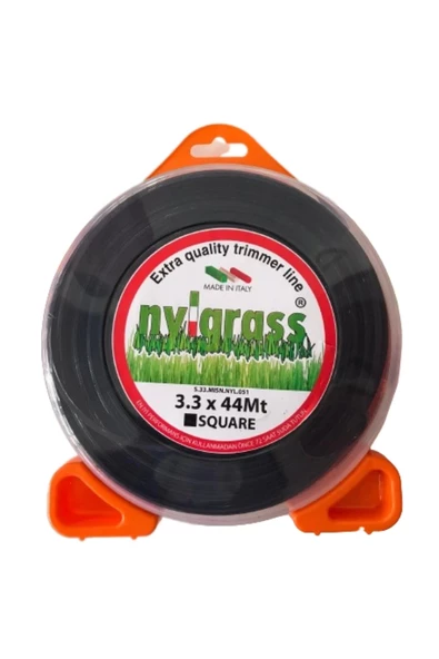 NYLGRASS Siyah 4 Köşe Tırpan Misinası Misinesi 3.3mm 44 Metre (Yüksek Kaliteli)