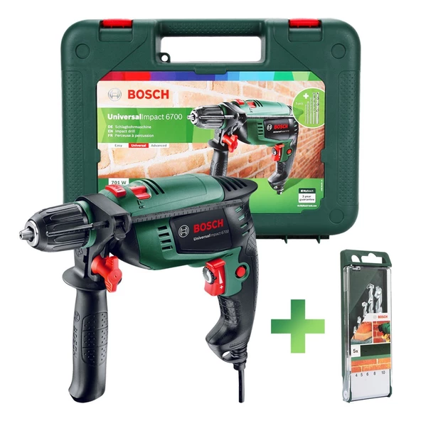 Bosch UniversalImpact 6700 Darbeli Matkap + 5 Aksesuar Seti - 0603131007
