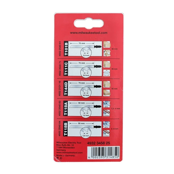 Milwaukee T-Shank Dekupaj Bıçağı Seti (5'li Set) T4932345825 - 3