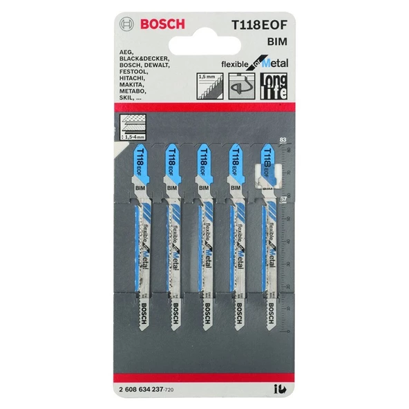 Bosch Dekupaj Bıçağı FlexforMetal T118EOF 5'li - 2608634237 - 2