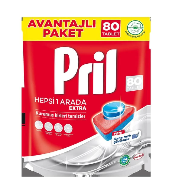 Pril Hepsi Bir Arada Ekstra Bulaşık Makinesi Tableti 80'li - 2