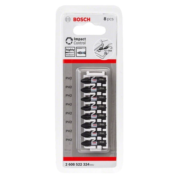 Bosch Impact Control Serisi Vidalama Ucu 8'li PH2 *25mm - 2608522324