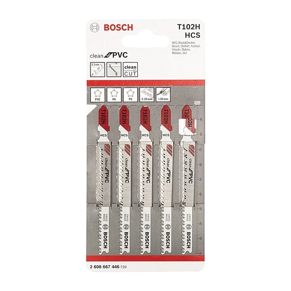 Bosch Dekupaj Bıçağı Cleanfor Pvc T102H 5'Li - 2608667446