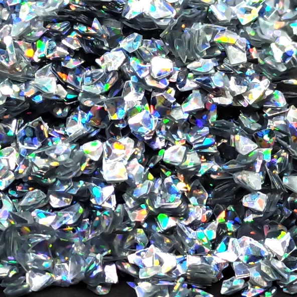 GLİTTER  EPOKSİ SÜSLEME PULU HOLOGRAMLI NAİL ART MAKYAJ 3 BOYUTLU SİM GÜMÜŞ 100 GR - 4