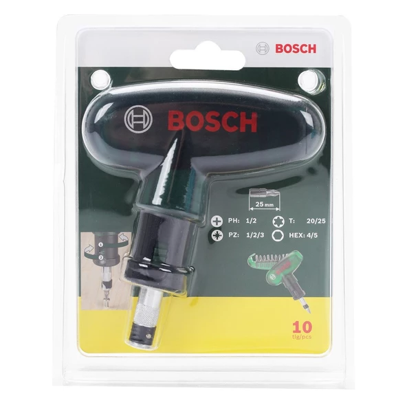 Bosch Dıy Cırcırlı Tornavida ve 9 Parça Vidalama Ucu - 2607019510 - 4