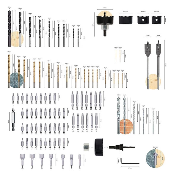 Bosch V-Line 103 Parça Karışık Aksesuar Seti - 2607017367 - 2
