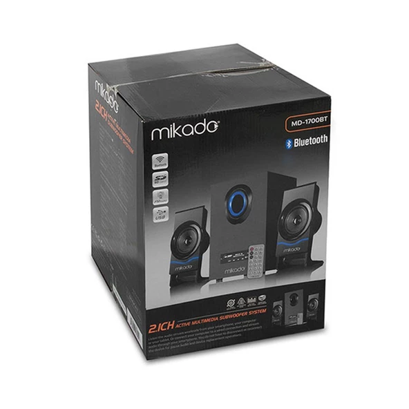 Mikado MD-1700BT 2+1 Siyah Usb+SD+Fm Destekli Multimedia Bluetooth Speaker 28996 - 3