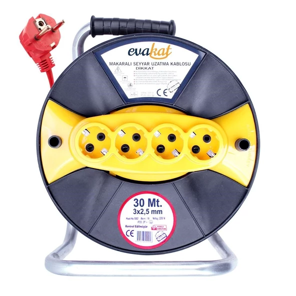 Evakat 3*2,5 30mt Sertifikalı Makaralı Uzatma Kablosu - 2