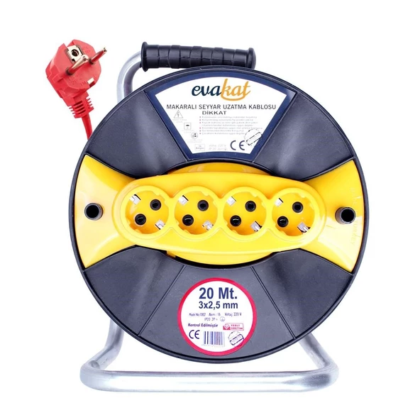 Evakat 3*2,5 20mt Sertifikalı Makaralı Uzatma Kablosu - 2