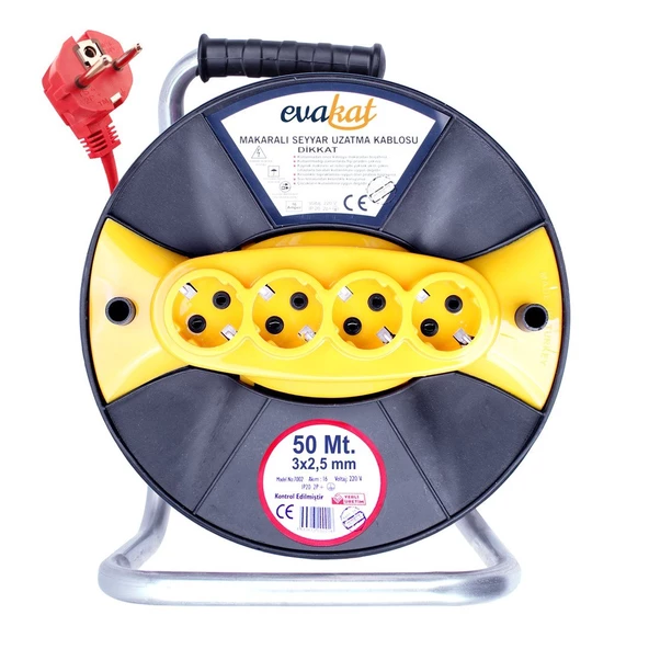 Evakat 3*2,5 50mt Sertifikalı Makaralı Uzatma Kablosu - 2