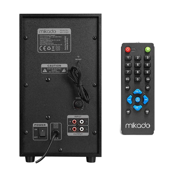 Mikado MD-370BT 2+1 38W Siyah Işıklı Multımedıa Speaker - 36903 - 2