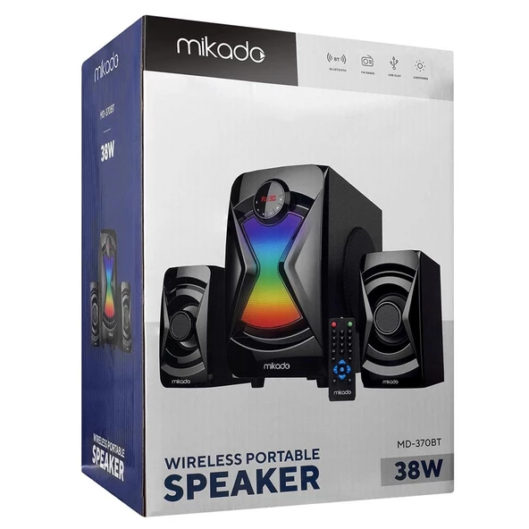 Mikado MD-370BT 2+1 38W Siyah Işıklı Multımedıa Speaker - 36903 - 3