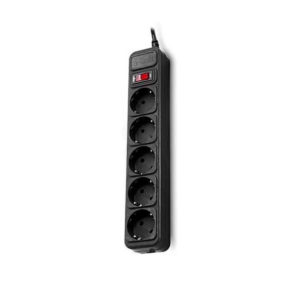 S-Link SPG3-J-5 1.5m 306Joule 5Li Akım Korumalı Siyah Priz 13253 - 2