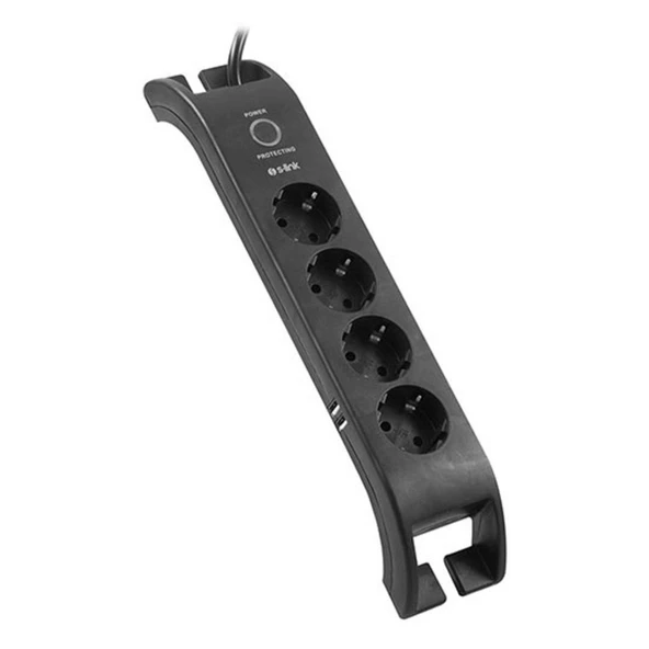 S-link SPG3041 2m 2xUSB=2.4a 3G1.5mm2 900 Joule 4'lü Akım Korumalı Siyah Priz 30483 - 2