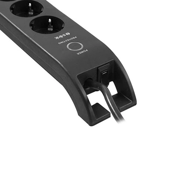 S-link SPG3040 2m 3G1.5mm2 900 Joule 4'lü Akım Korumalı Siyah Priz 30482 - 3