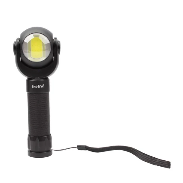 S-link SL-F860 3W Cob+3W Led Pilli Dönebilen Çift Başlıklı Manyetik Tutuculu El Feneri 35949 - 2