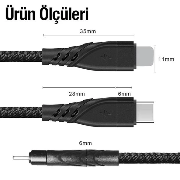 Polham 1 Metre 27W Ultra Hızlı Type-C To İPhone Lightning Şarj ve Data Kablosu, Süper Dayanıklı Kablo - 4