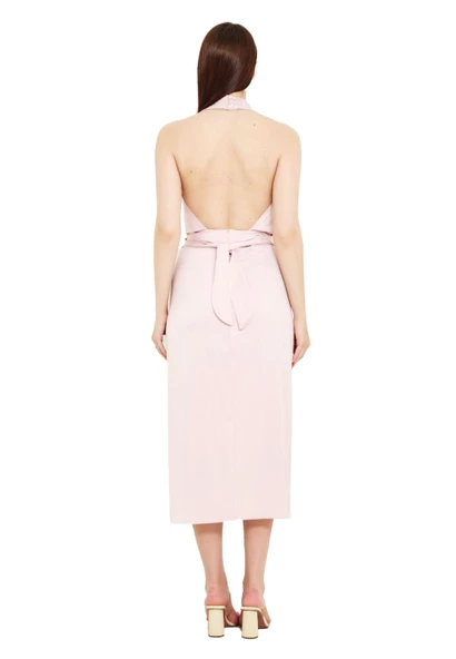 Modatalika Boyundan Bağlamalı Önü Yırtmaçlı Midi Boy Elbise - Resim 8