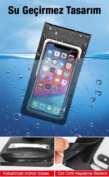 Polham Kamera Bölümlü Su Geçirmez Gidona Takılan Bisiklet, Motosiklet Telefon Tutucu, 360 Derece Dönebilen - 3