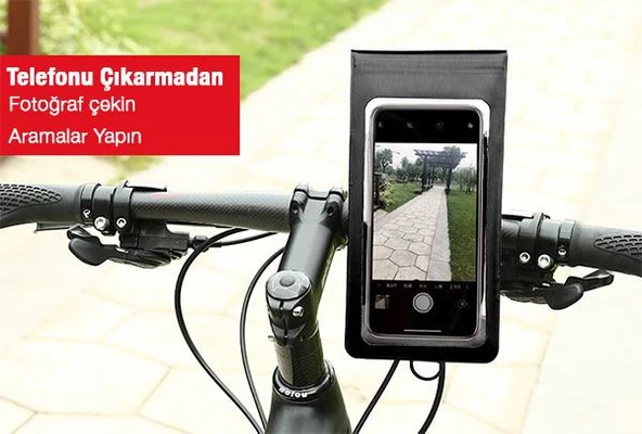 Polham Kamera Bölümlü Su Geçirmez Gidona Takılan Bisiklet, Motosiklet Telefon Tutucu, 360 Derece Dönebilen - 4