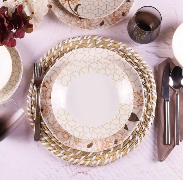 Aryıldız Tulu Porselen Yemek Takımı 24 Parça Organik Db1155 - 2