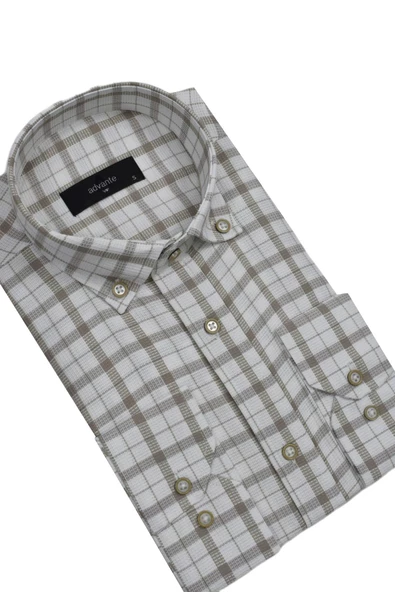 Erkek Ekose Klasik Uzun Kol Gömlek Waffle BGL-ST02986 - Resim 7