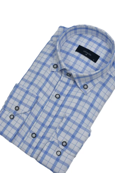 Erkek Ekose Klasik Uzun Kol Gömlek Waffle BGL-ST02986 - Resim 8