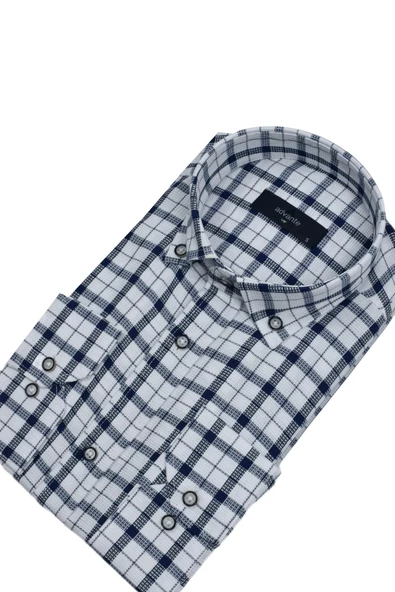 Erkek Ekose Klasik Uzun Kol Gömlek Waffle BGL-ST02986 - Resim 9