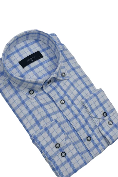 Erkek Ekose Klasik Uzun Kol Gömlek Waffle BGL-ST02986 - Resim 5