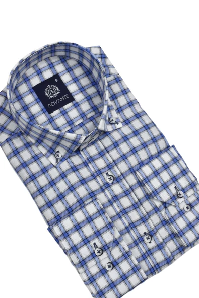 Erkek Ekose Klasik Uzun Kol Gömlek Oxford BGL-ST02989 - Resim 4