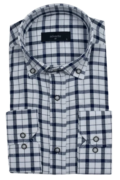 Erkek Ekose Klasik Uzun Kol Gömlek Waffle BGL-ST02986 - Resim 3