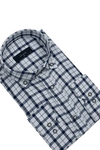 Erkek Ekose Klasik Uzun Kol Gömlek Waffle BGL-ST02986 - Resim 6