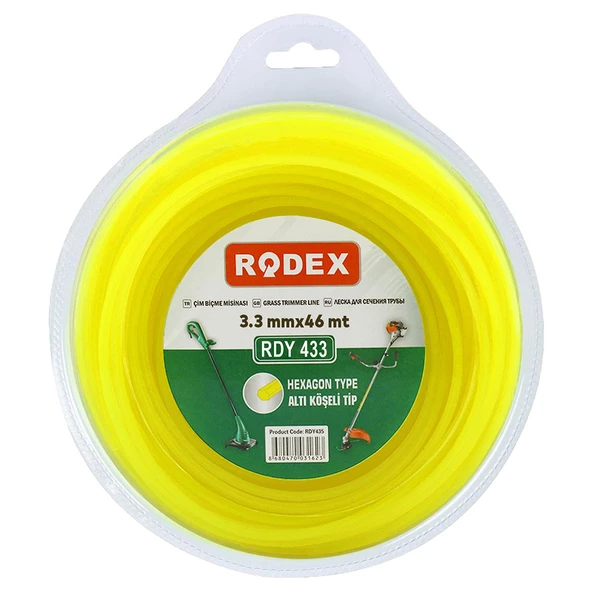 Rodex RDY433 Misina Motorlu Tırpan Altıgen Misina 3.3 mm 46 Metre Çim Ot Biçme Teli - 3