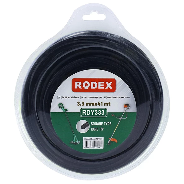 Rodex RDY333 Misina Motorlu Tırpan Kare Misina 3.3 mm 41 Metre Çim Ot Biçme Teli - 2