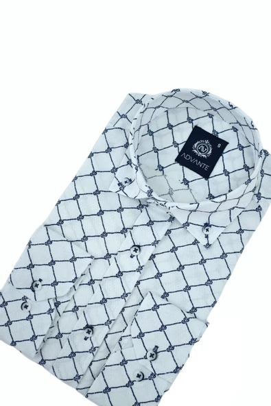 Erkek Silim Fitt Çizgi Kareli Uzun Kol Gömlek BGL-ST02981 - Resim 6