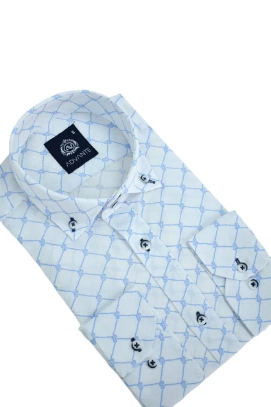 Erkek Silim Fitt Çizgi Kareli Uzun Kol Gömlek BGL-ST02981 - Resim 5