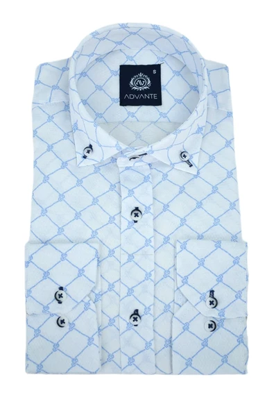 Erkek Silim Fitt Çizgi Kareli Uzun Kol Gömlek BGL-ST02981 - Resim 9