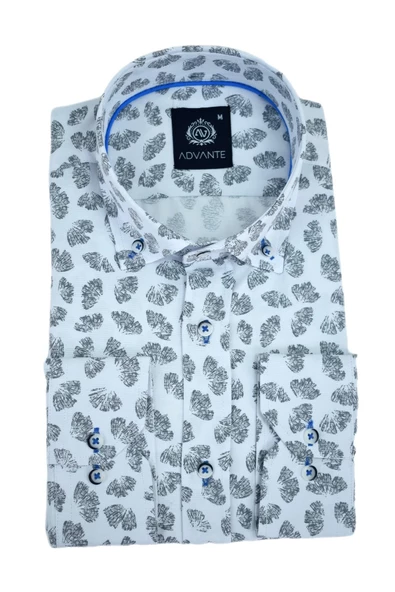 Erkek Silim Fitt Yaprak Baskılı Uzun Kol Gömlek BGL-ST02980 - Resim 2