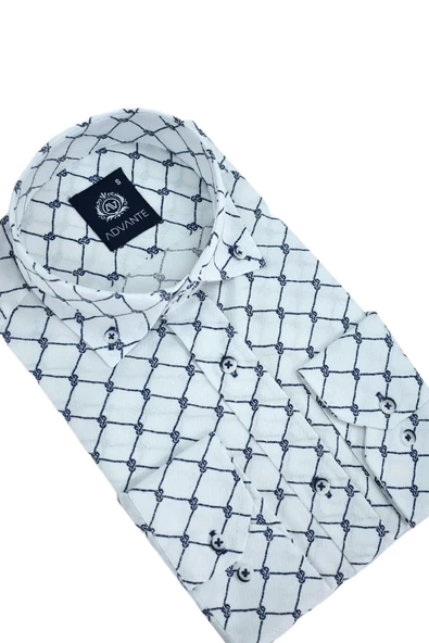 Erkek Silim Fitt Çizgi Kareli Uzun Kol Gömlek BGL-ST02981 - Resim 4