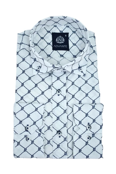 Erkek Silim Fitt Çizgi Kareli Uzun Kol Gömlek BGL-ST02981 - Resim 8