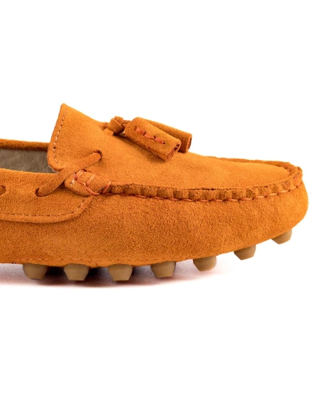 Lasos Kadın Turuncu Hakiki Süet Deri Loafer Ayakkabı - Resim 5