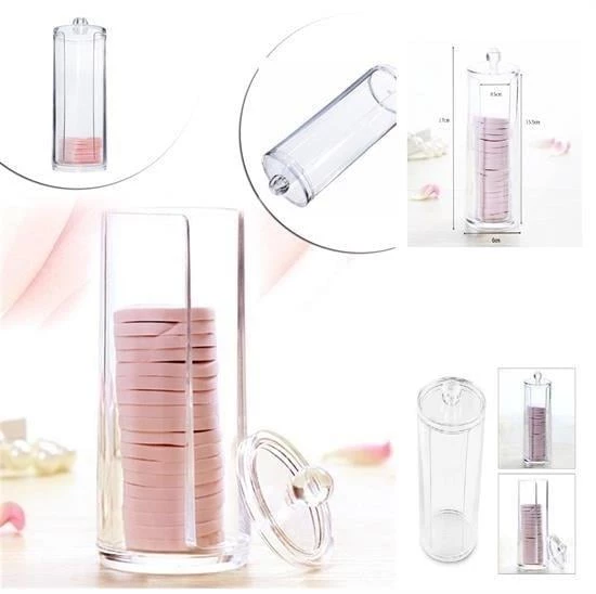 BUFFER® Kapaklı Makyaj Pamuğu Düzenleyici Organizer Şeffaf Pamukluk - 5