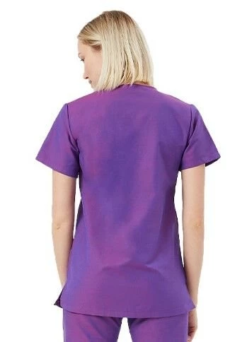 BASIC Kadın Koton Mor Üniforma Üst - Resim 2