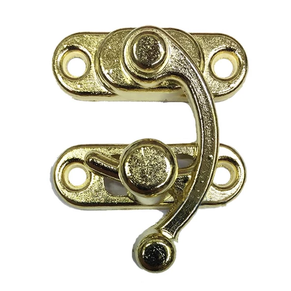 2 ADET BÜYÜK BOY YAY GÖZÜ KANCALI KİLİT SARI KUTU SANDIK VE KAPAK KLİPSİ 37X45 MM