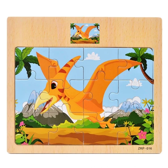 Hayal Sepeti DİNAZOR KUŞ resimli Ahşap Çocuk Puzzle 12 Parça 15x17cm