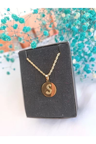 paslanmaz çelik şık ve tarz S harfli kolye - Resim 3
