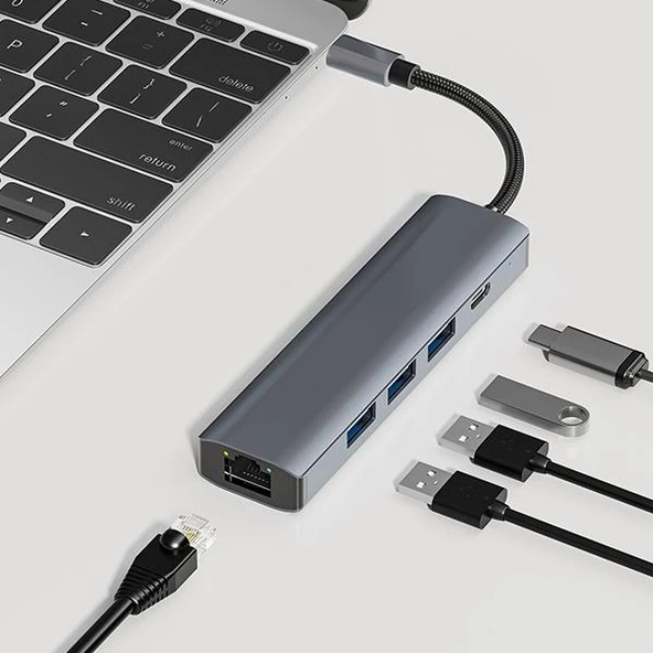 Polham 100W 4in1 USB To 3x USB 3.0, 1x PD Type C Çoğaltıcı Çevirici Adaptör HUB - 4
